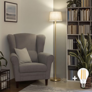 Brilagi - LED gulvlampe CERIA 1xE27/20W/230V Ø 30 cm grå/guld