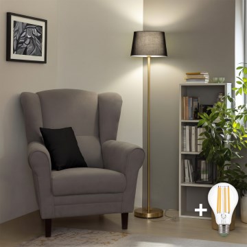 Brilagi - LED-gulvlampe CERIA 1xE27/20W/230V Ø 30 cm sort/guld