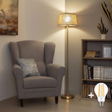 Brilagi - LED-gulvlampe CERIA 1xE27/20W/230V Ø 35 cm beige/guld