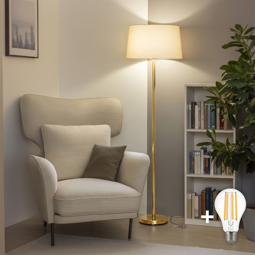 Brilagi - LED gulvlampe CERIA 1xE27/20W/230V Ø 45 cm beige/guld