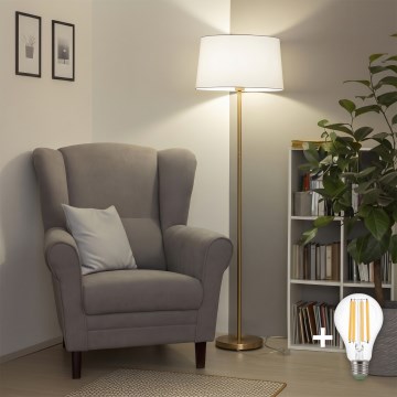 Brilagi - LED gulvlampe CERIA 1xE27/20W/230V Ø 45 cm hvid/guld