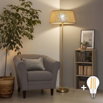 Brilagi - LED gulvlampe CERIA 1xE27/20W/230V Ø 50 cm beige/guld
