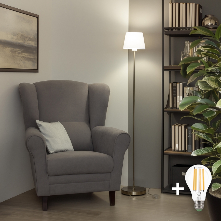 Brilagi - LED-gulvlampe CERIA 1xE27/40W/230V Ø 20,5 cm hvid/mat krom