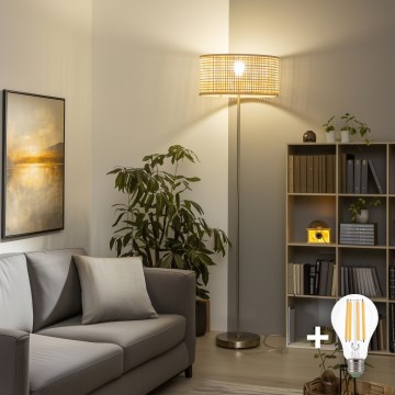 Brilagi - LED-gulvlampe CERIA 1xE27/40W/230V, Ø 25 cm, bambus/mat krom