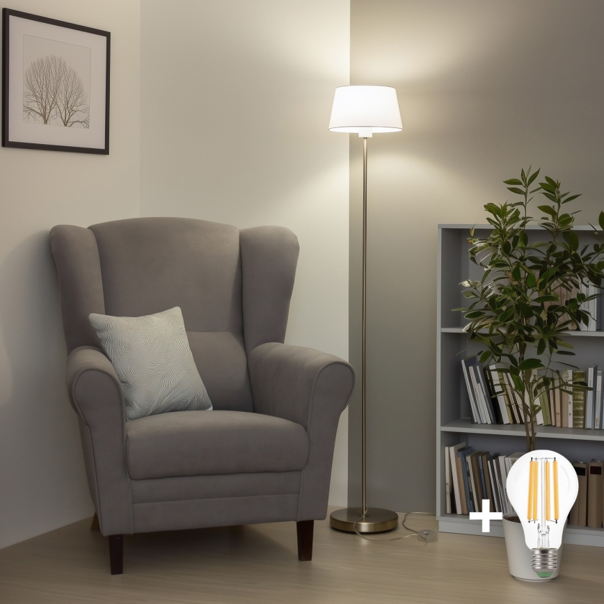 Brilagi - LED gulvlampe CERIA 1xE27/40W/230V Ø 25 cm hvid/mat krom