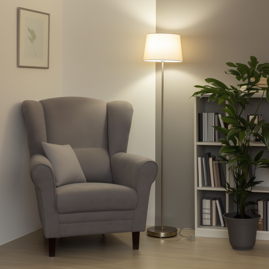 Brilagi - LED-gulvlampe CERIA 1xE27/40W/230V Ø 30 cm beige/mat krom