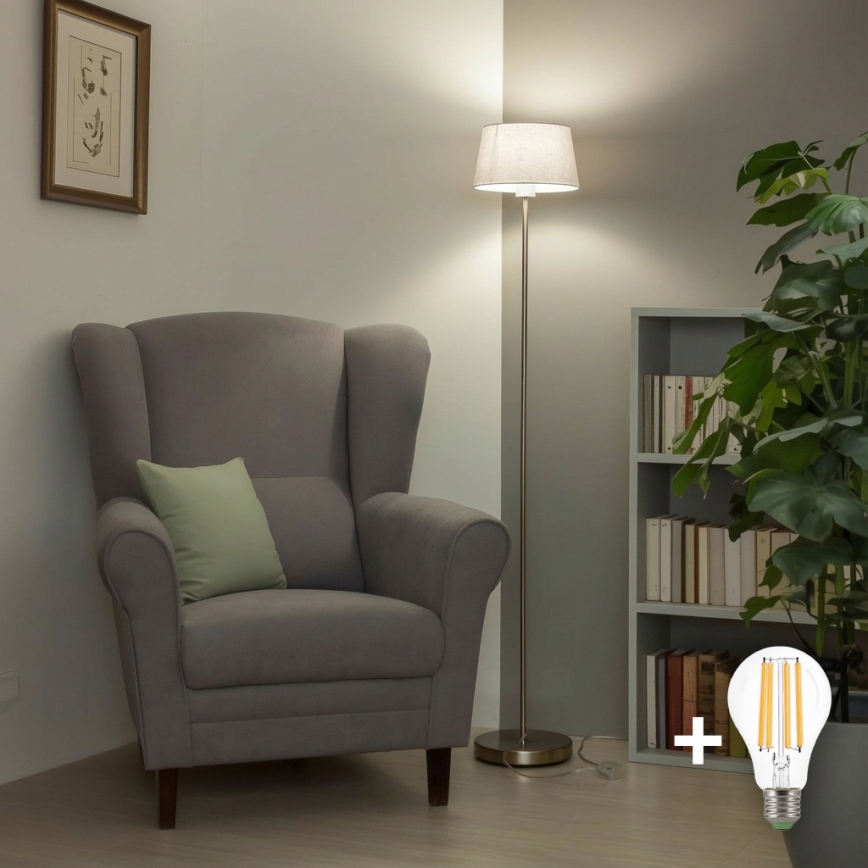 Brilagi - LED-gulvlampe CERIA 1xE27/40W/230V Ø 30 cm hvid/mat krom