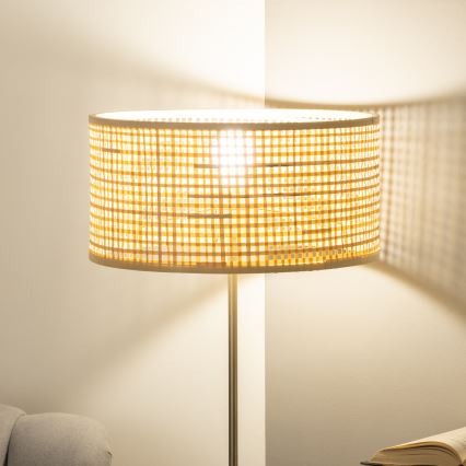 Brilagi - LED gulvlampe CERIA 1xE27/40W/230V Ø 40 cm bambus/mat krom