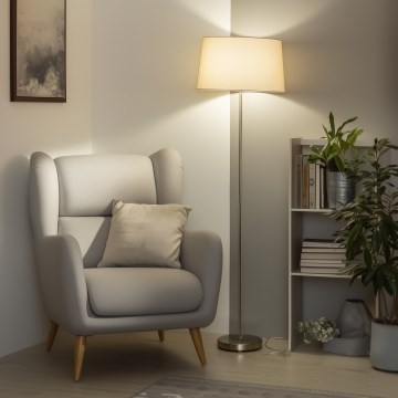 Brilagi - LED gulvlampe CERIA 1xE27/40W/230V Ø 45 cm beige/mat krom