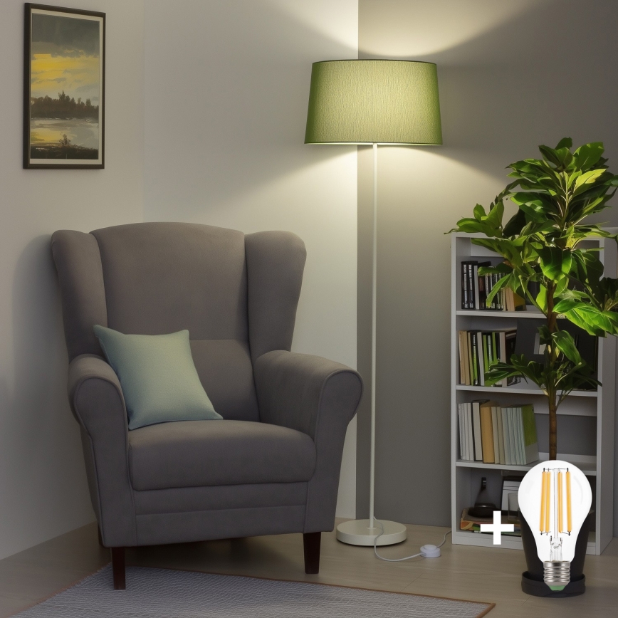 Brilagi - LED-gulvlampe CERIA 1xE27/40W/230V Ø 45 cm grøn/hvid