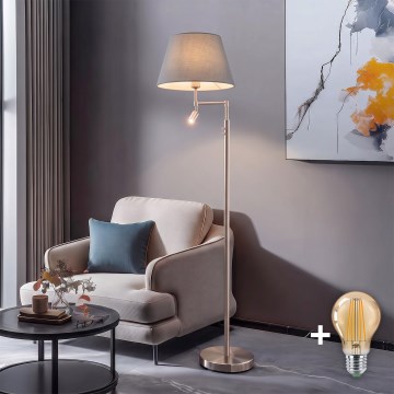 BRILAGI - LED-gulvlampe CERIA 1xE27/60W/230V + LED/2,1W Ø 30 cm mat krom/grå