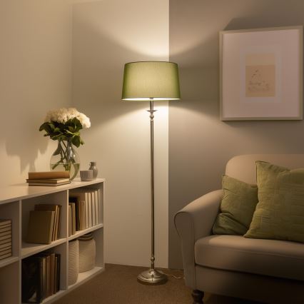 Brilagi - LED gulvlampe CERIA 1xE27/60W/230V Ø 45 cm blank krom/grøn