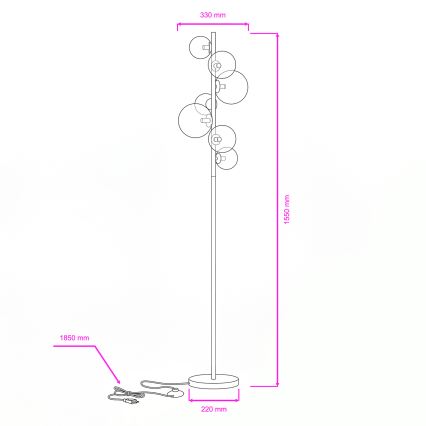 Brilagi - LED gulvlampe MILLA 7xG9/3W/230V guldfarvet