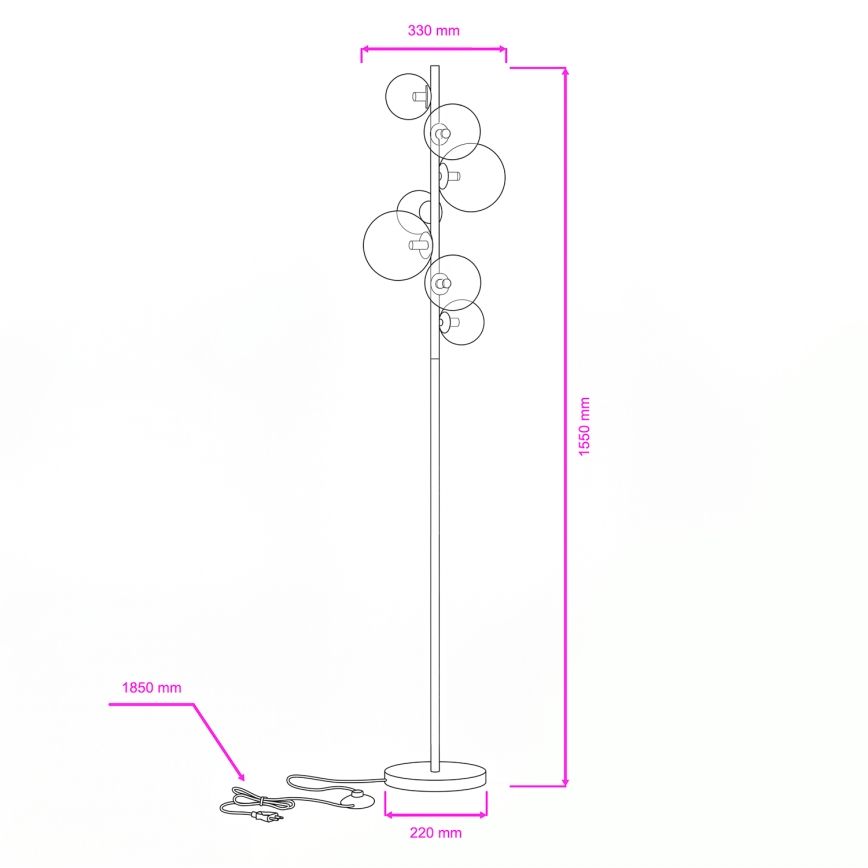 Brilagi - LED-gulvlampe MILLA 7xG9/3W/230V sort krom/røget