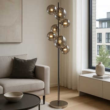 Brilagi - LED gulvlampe MILLA 7xG9/3W/230V sort krom/røgfarvet