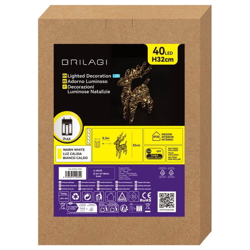 BRILAGI - LED juledekoration 40xLED/3xAA IP20 varmhvid