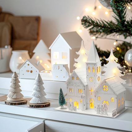 Brilagi - LED juledekoration LED/2xAA mini-kirke