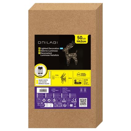 BRILAGI - LED juledekoration LED/3xAA 42 cm rensdyr varm hvid/sølv