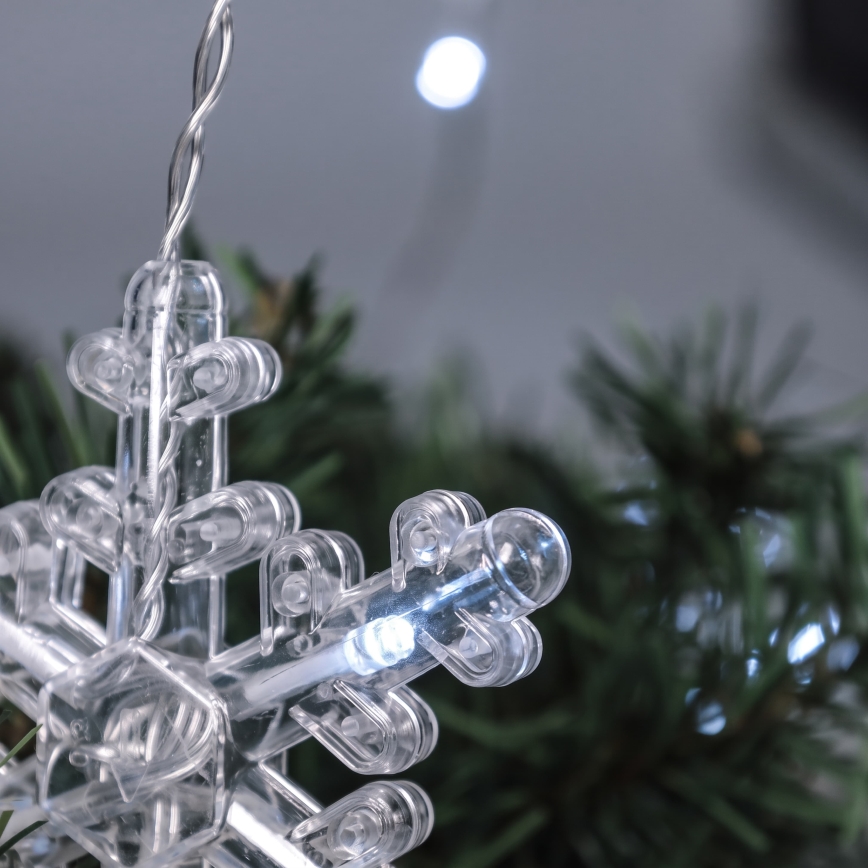 BRILAGI - LED julegardin 77xLED/3xAA/USB 3,8m snefnug kold hvid