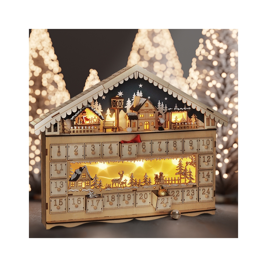 Brilagi - LED julekalender LED/2xAA fyrretræ