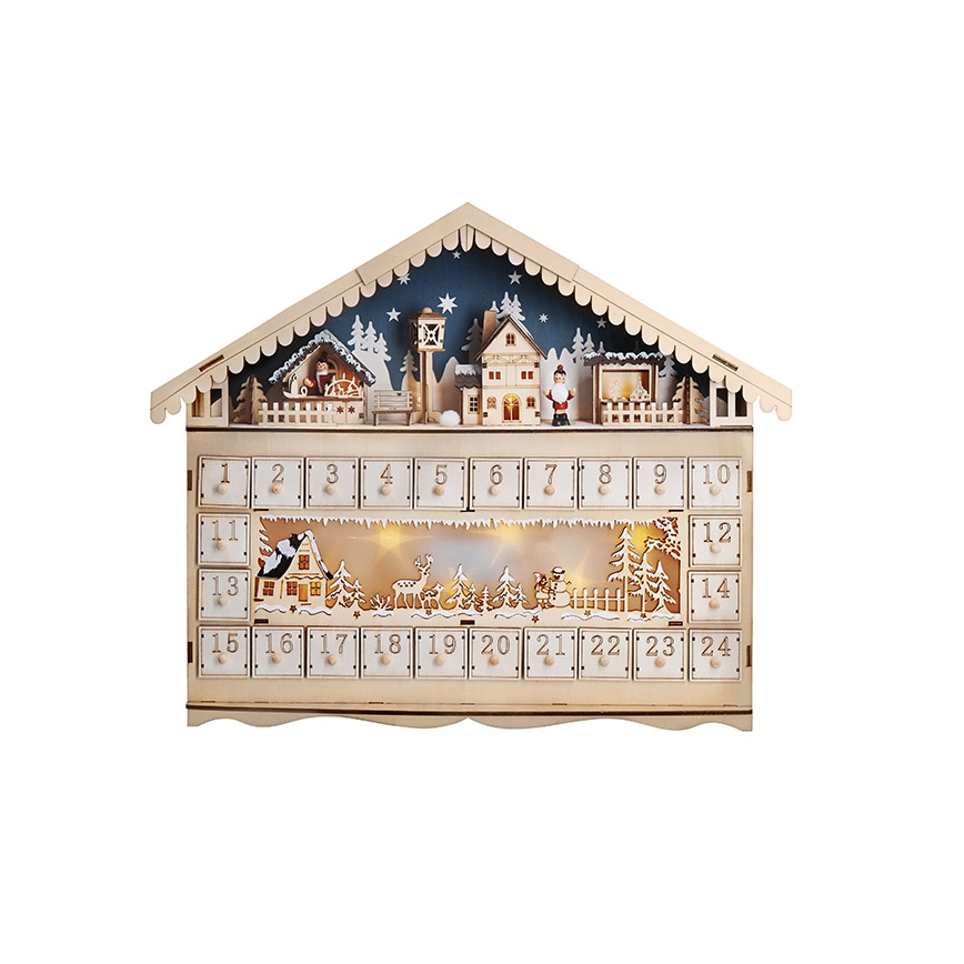 Brilagi - LED julekalender LED/2xAA fyrretræ
