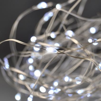 Brilagi - LED julekæde 100xLED/3xAA 10 m kold hvid