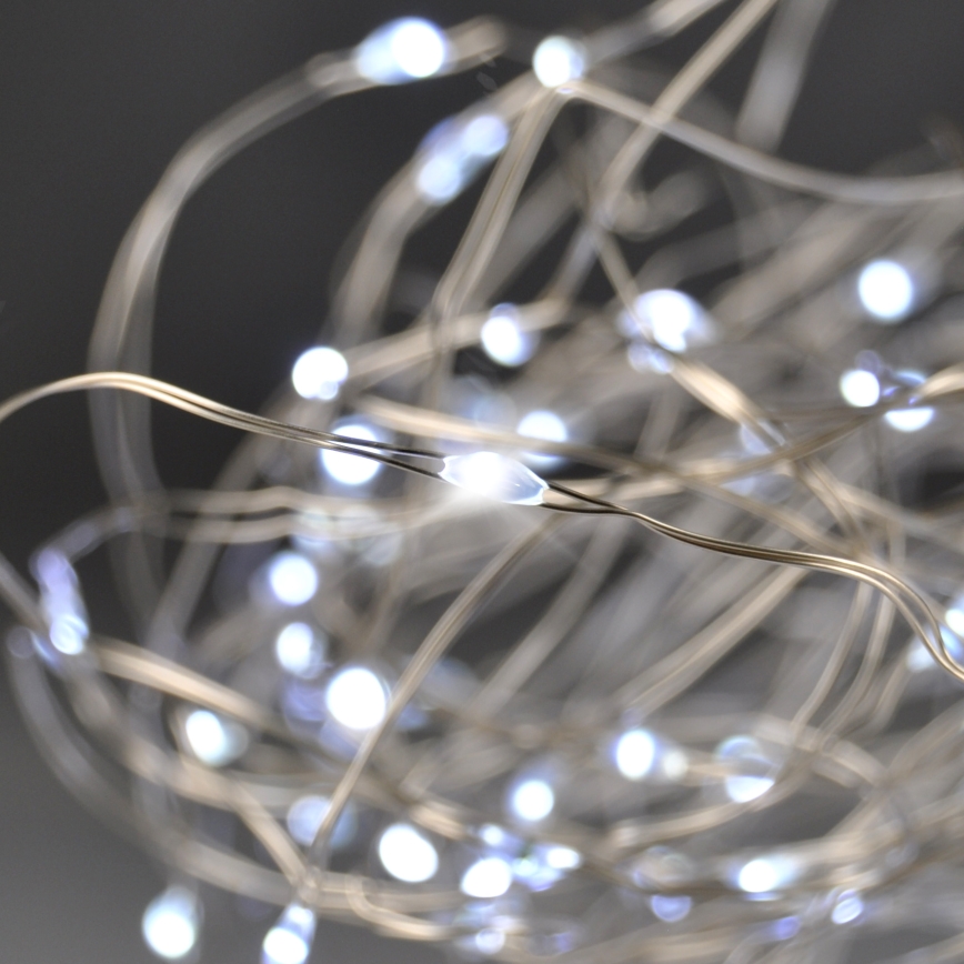 Brilagi - LED julekæde 100xLED/3xAA 10 m kold hvid