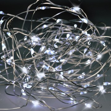 Brilagi - LED julelyskæde 100xLED/3xAA 10m kold hvid