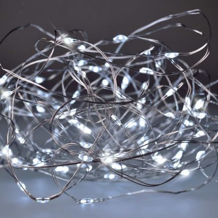 Brilagi - LED julelyskæde 100xLED/3xAA 10m kold hvid