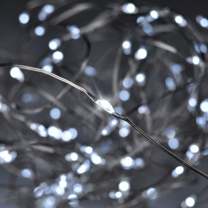 Brilagi - LED julelyskæde 100xLED/3xAA 10m kold hvid