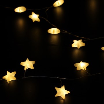 Brilagi - LED-julelyskæde, 40 LED/3xAA, 1,8 m, varm hvid, med stjerner