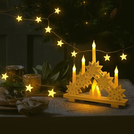 Brilagi - LED-julelyskæde, 40 LED/3xAA, 1,8 m, varm hvid, med stjerner