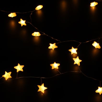 Brilagi - LED-julelyskæde, 40 LED/3xAA, 1,8 m, varm hvid, med stjerner