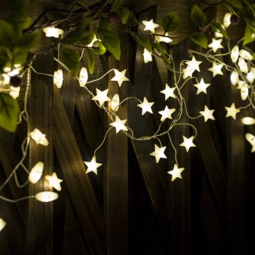 Brilagi - LED julelyskæde 40xLED/3xAA 1,8m varmhvide stjerner