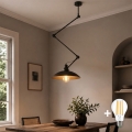 Brilagi - LED-justerbar pendel på stang IRONBEAM 1xE27/60W/230V sort