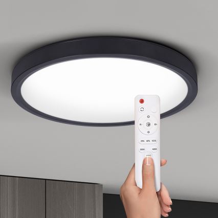Brilagi - LED loftlampe dæmpbar ESTELA LED/36W/230V 3000-6500K ø 30 cm sort + fjernbetjening