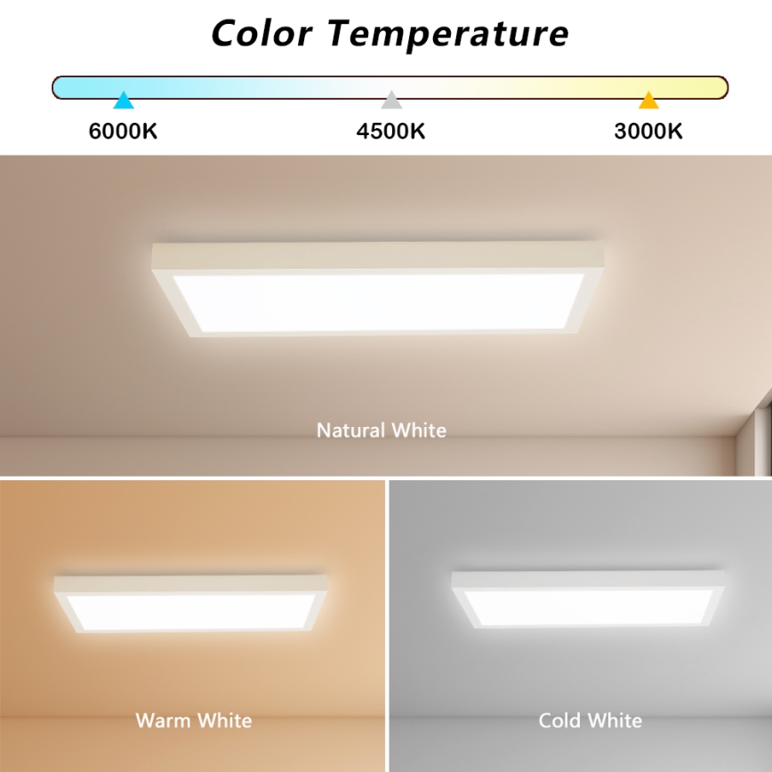 Brilagi - LED loftlampe til badeværelse dæmpbar FRAME SMART LED/30W/230V 30x60 cm 3000-6000K IP44 hvid + fjernbetjening