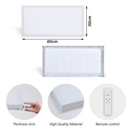 Brilagi - LED loftlampe til badeværelse dæmpbar FRAME SMART LED/30W/230V 30x60 cm 3000-6000K IP44 hvid + fjernbetjening