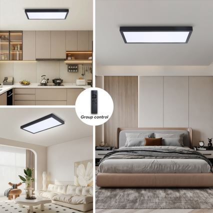 Brilagi - LED loftlampe til badeværelse dæmpbar FRAME SMART LED/30W/230V 30x60 cm 3000-6000K  IP44 sort  + fjernbetjening