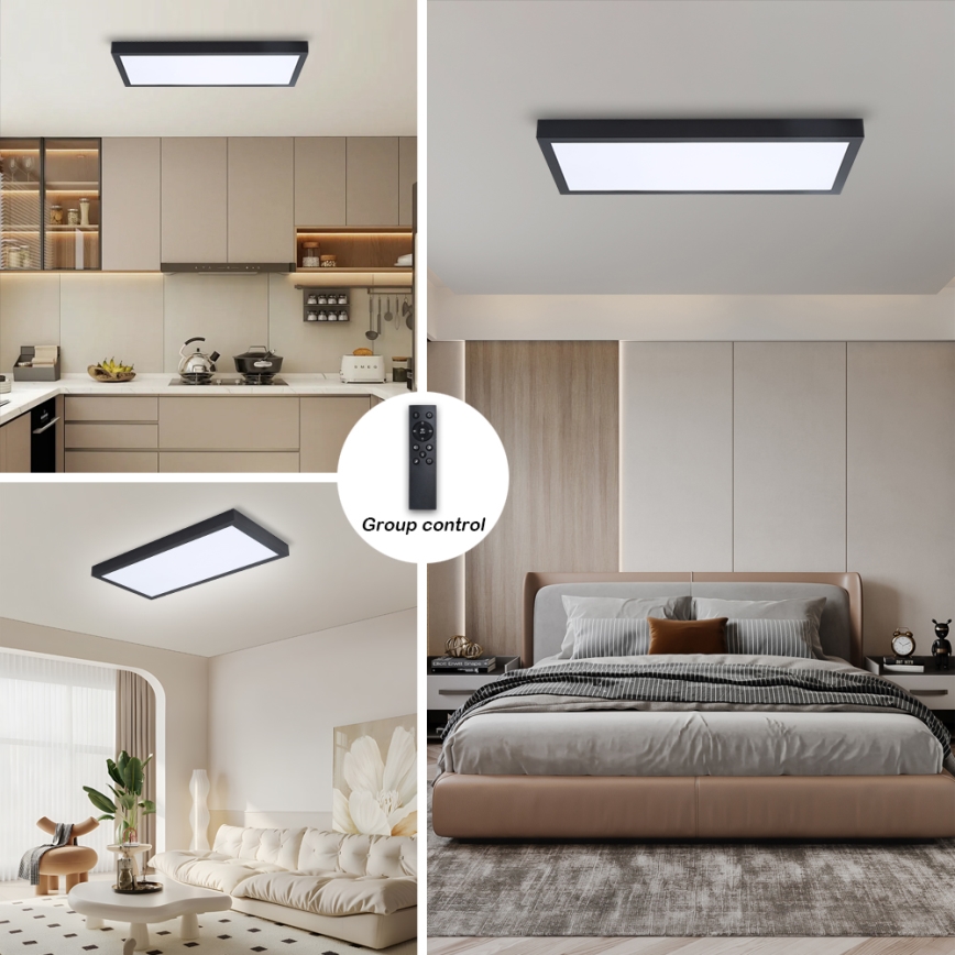Brilagi - LED loftlampe til badeværelse dæmpbar FRAME SMART LED/30W/230V 30x60 cm 3000-6000K  IP44 sort  + fjernbetjening