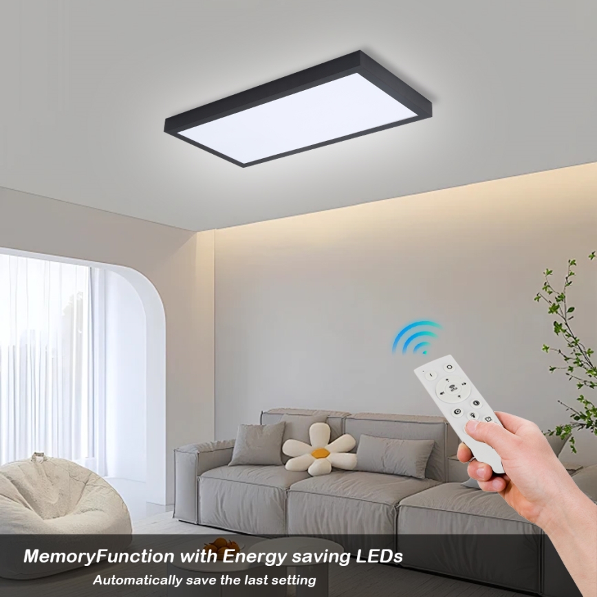 Brilagi - LED loftlampe til badeværelse dæmpbar FRAME SMART LED/30W/230V 30x60 cm 3000-6000K  IP44 sort  + fjernbetjening