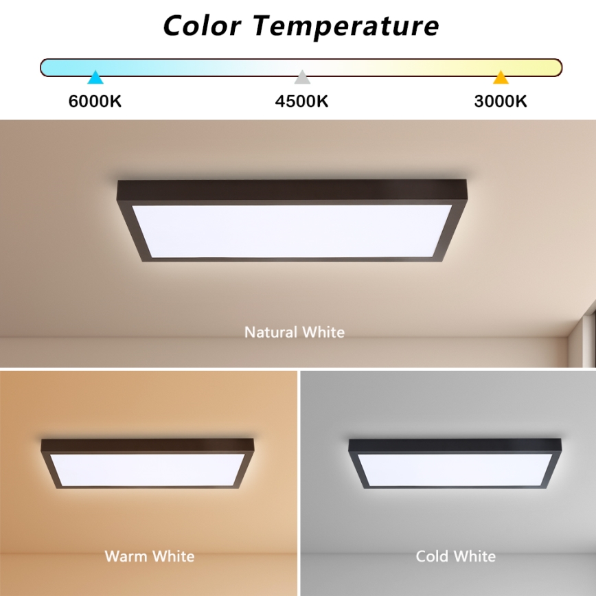 Brilagi - LED loftlampe til badeværelse dæmpbar FRAME SMART LED/30W/230V 30x60 cm 3000-6000K  IP44 sort  + fjernbetjening