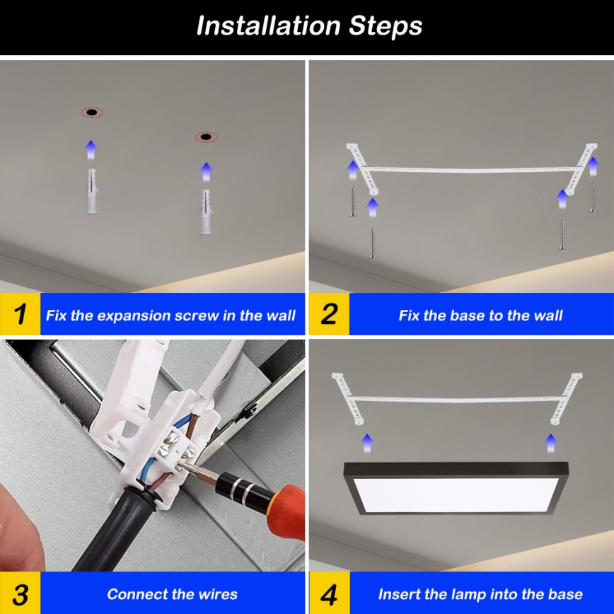 Brilagi - LED loftlampe til badeværelse dæmpbar FRAME SMART LED/30W/230V 30x60 cm 3000-6000K  IP44 sort  + fjernbetjening
