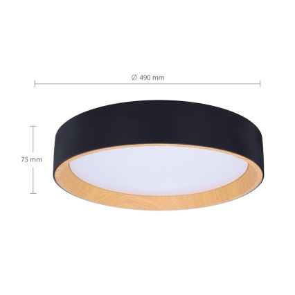 Brilagi - LED loftlampe dæmpbar LARIOS LED/60W/230V 3000-6500K ø 49 cm sort + fjernbetjening
