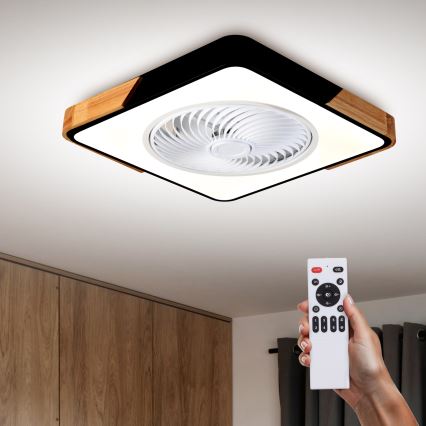 Brilagi - LED Loftlampe med ventilator dæmpbar LED/30W/230V 3000-6500K sort/eg + fjernbetjening