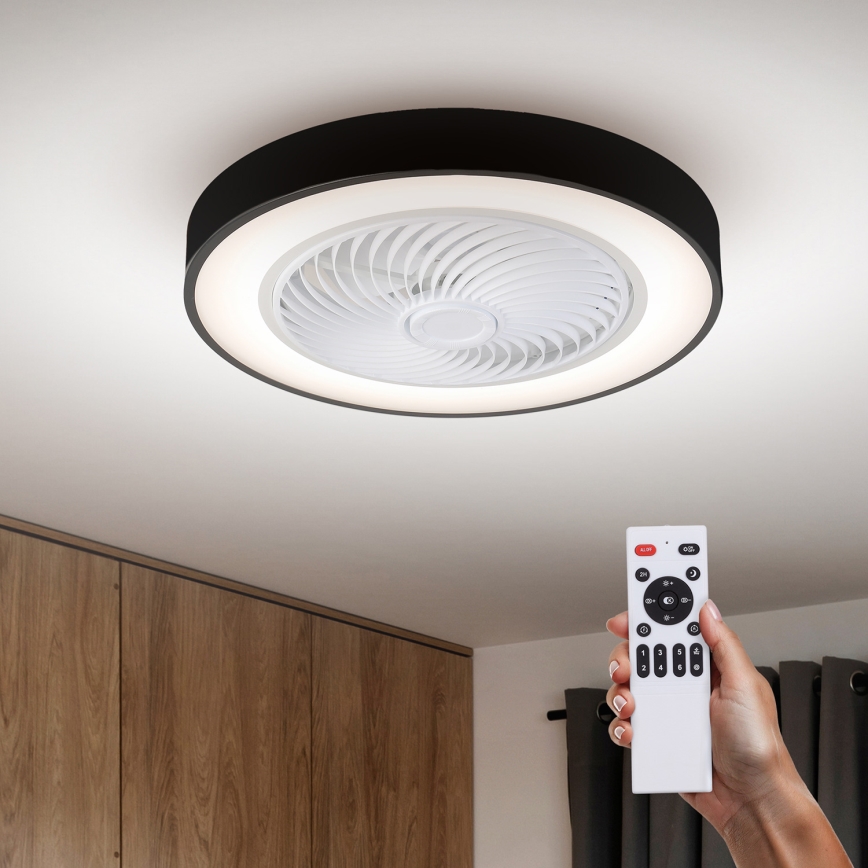 Brilagi - LED Loftlampe med ventilator dæmpbar LED/30W/230V 3000-6500K sort + fjernbetjening