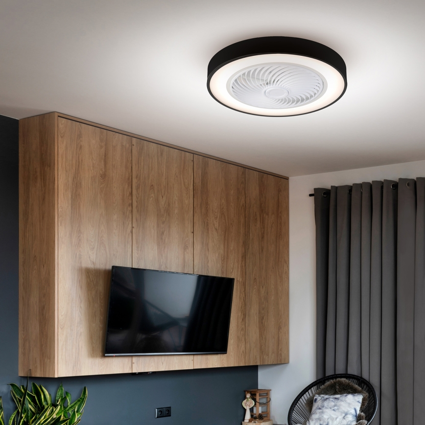 Brilagi - LED Loftlampe med ventilator dæmpbar LED/30W/230V 3000-6500K sort + fjernbetjening