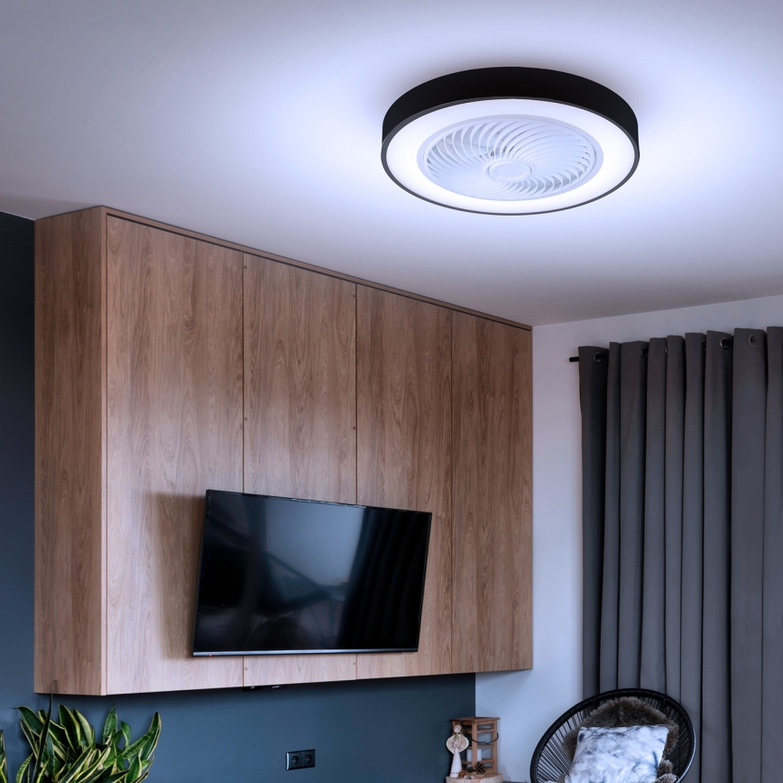 Brilagi - LED Loftlampe med ventilator dæmpbar LED/30W/230V 3000-6500K sort + fjernbetjening