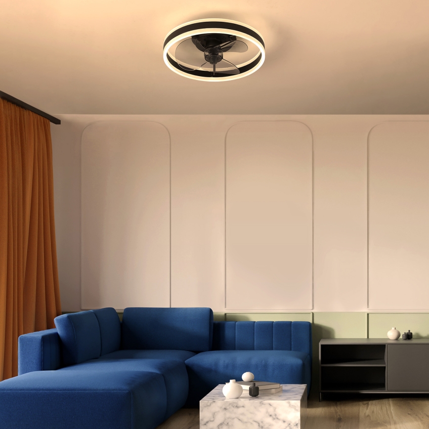 Brilagi - LED Loftlampe med ventilator dæmpbar LED/30W/230V 3000-6500K sort + fjernbetjening