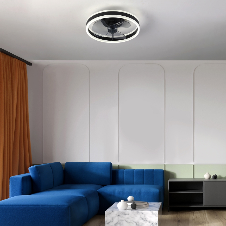 Brilagi - LED Loftlampe med ventilator dæmpbar LED/30W/230V 3000-6500K sort + fjernbetjening